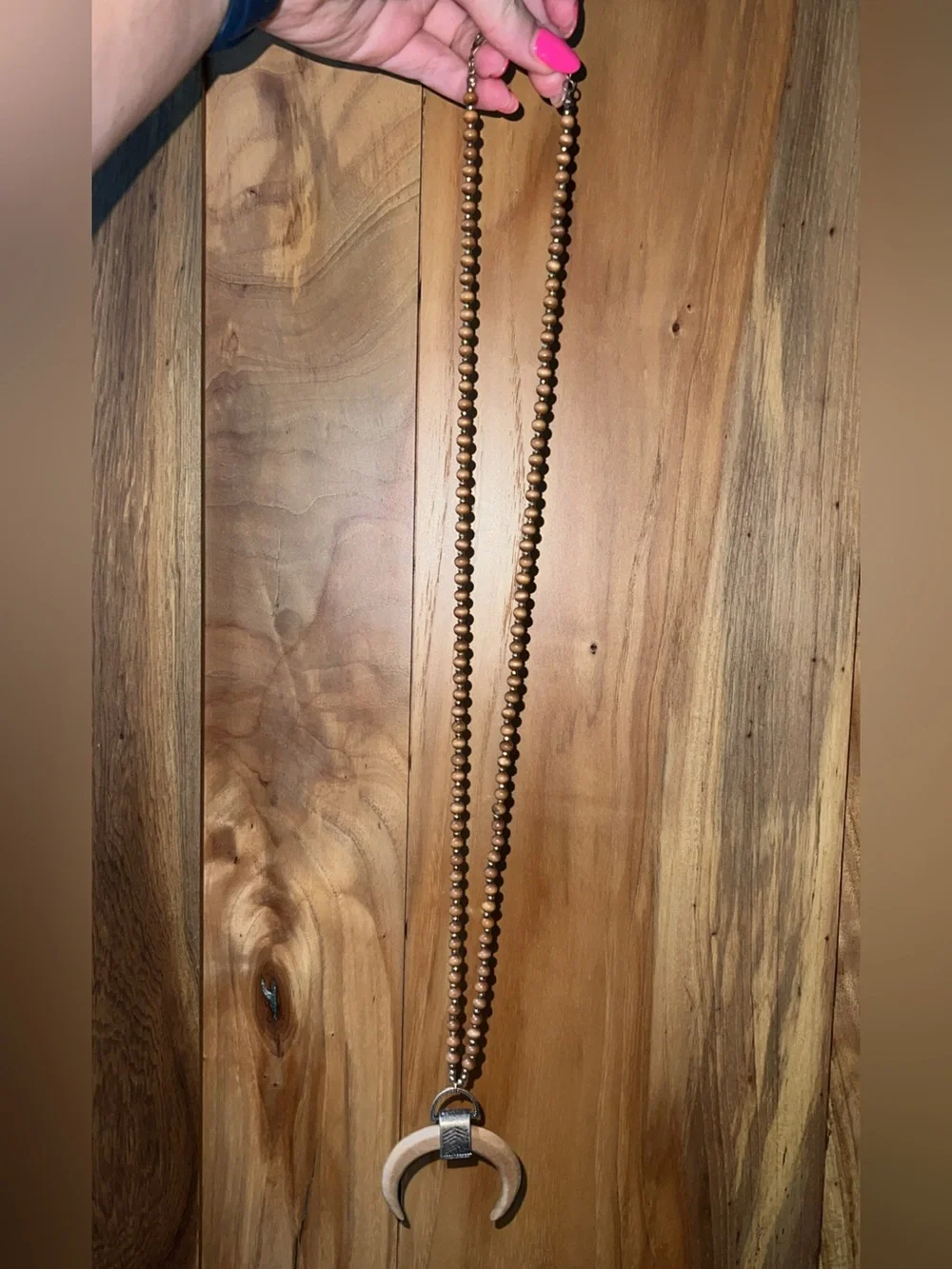 Brown Wooden Bead Long Necklace - Women Accessories
